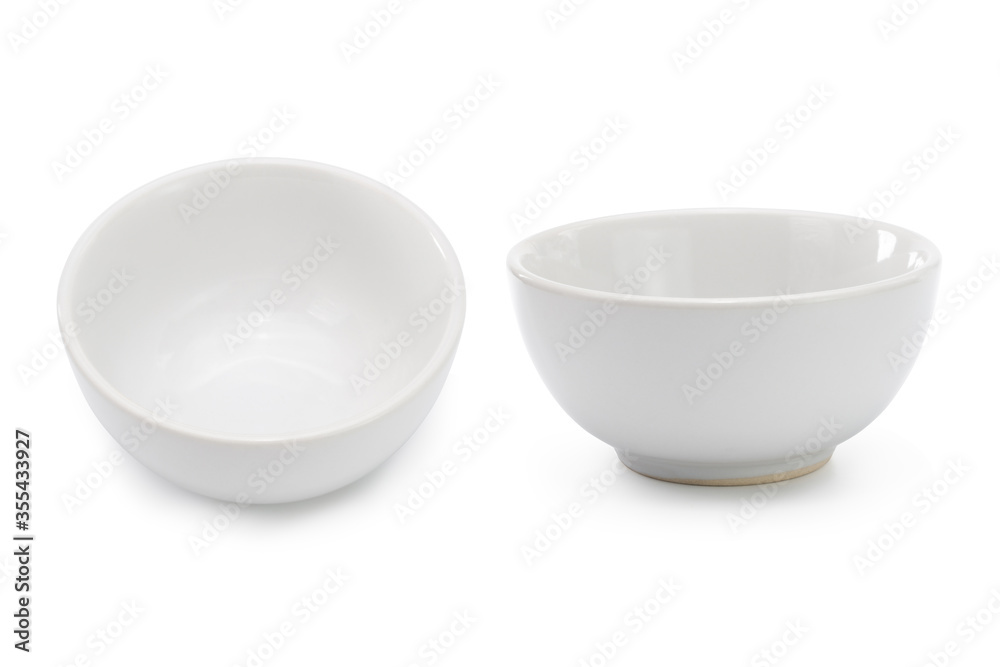 White bowl isolated on white background. Clipping path. White bowl isolated on white background. Clipping path.