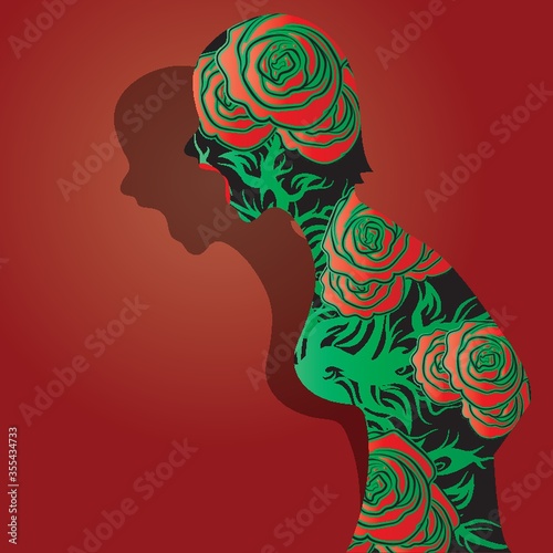 double exposure of flower and woman