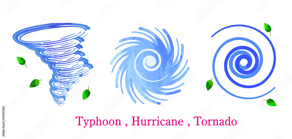 アートな切り抜き風の天気のイラストのセット 台風 竜巻 Stock Vector Adobe Stock