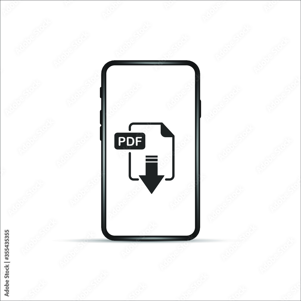 download pdf file by cartoon mobile phone. concept of upload files to your telephone such as docs books and more. flat simple style trend modern logotype graphic design isolated on white background download pdf file by cartoon mobile phone. concept of upload files to your telephone such as docs books and more. flat simple style trend modern logotype graphic design isolated on white background