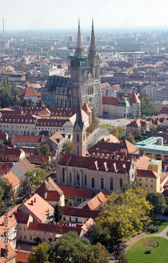 Cathedral of the Assumption of the Virgin Mary and the Franciscan Church of St. Francis of Assisi on Kaptol in Zagreb, Croatia