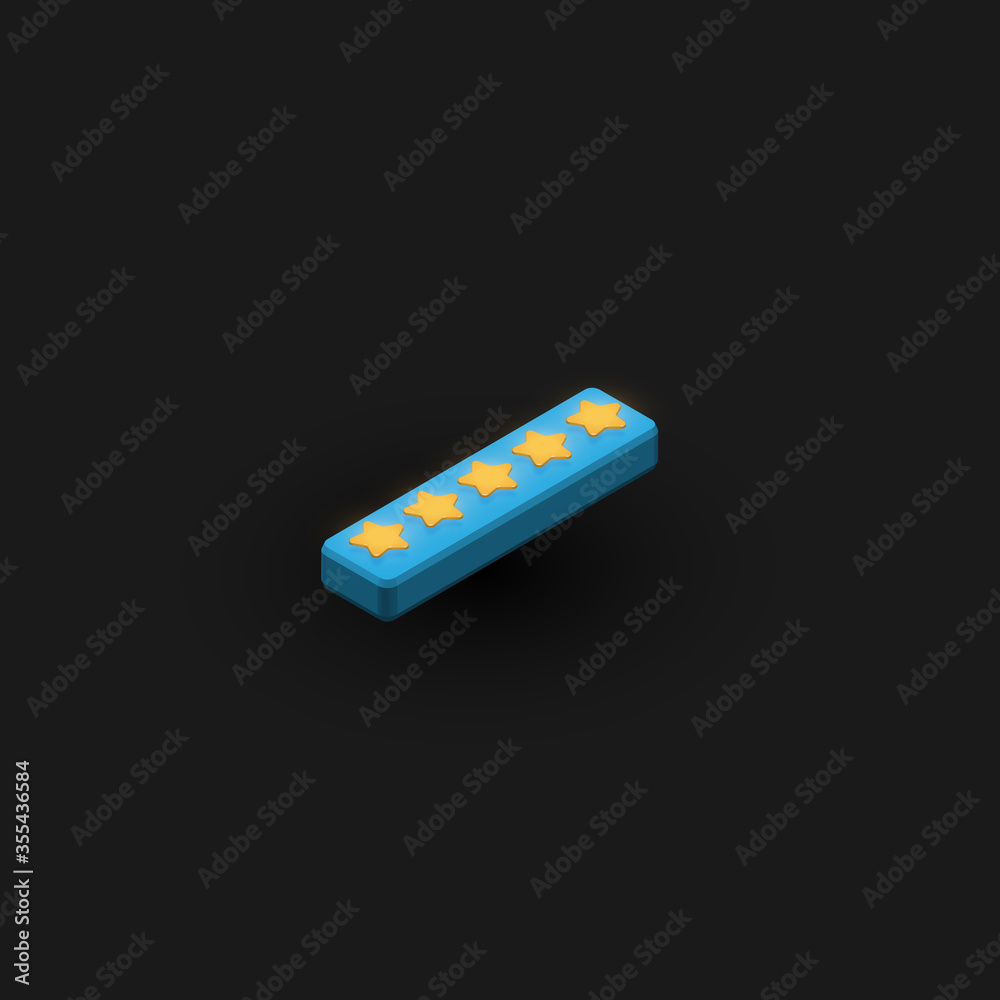 3D bold character 'I' with stars, isometric vector illustration