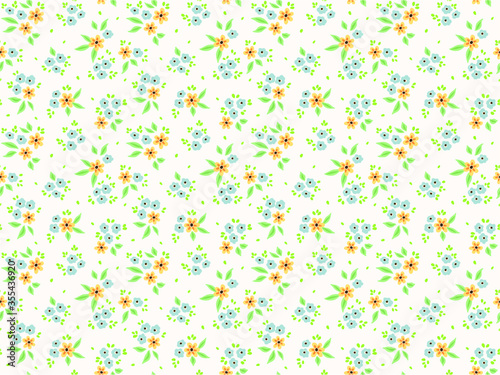 Cute floral pattern in the small flower. Ditsy print. Motifs scattered random. Seamless vector texture. Elegant template for fashion prints. Printing with small light flowers. White background.