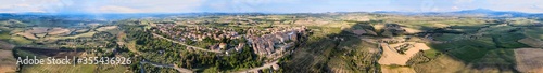 Pienza, Tuscany. Aerial view at sunset of famous medieval town