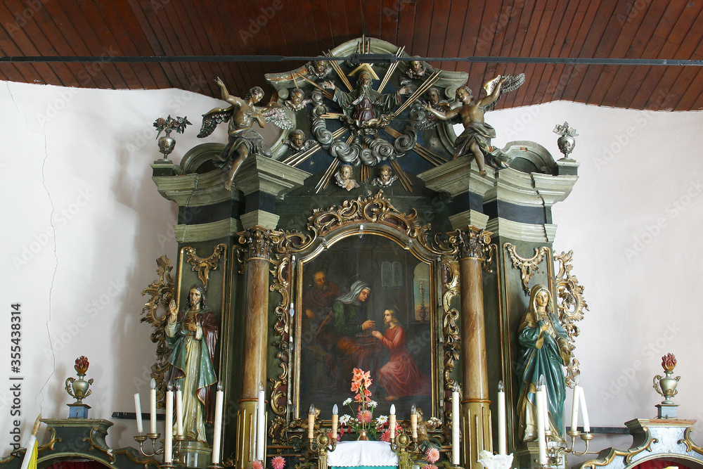 High altar in the parish church of St. Anne in Sveta Jana, Croatia