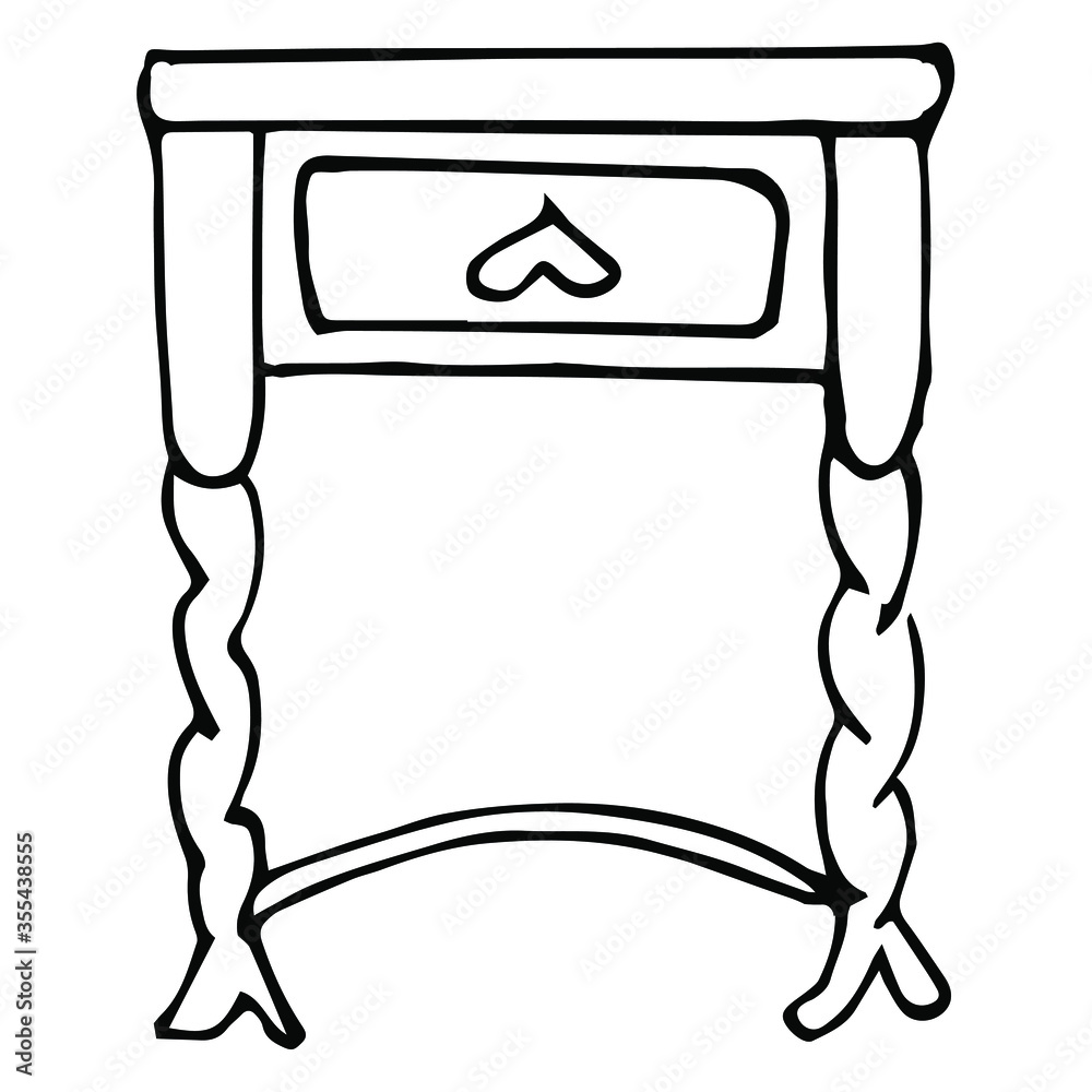 A single elegant antique nightstand isolated on a white background. Retro chest of drawers in Doodle style. Vector drawn Vintage furniture. A single elegant antique nightstand isolated on a white background. Retro chest of drawers in Doodle style. Vector drawn Vintage furniture.