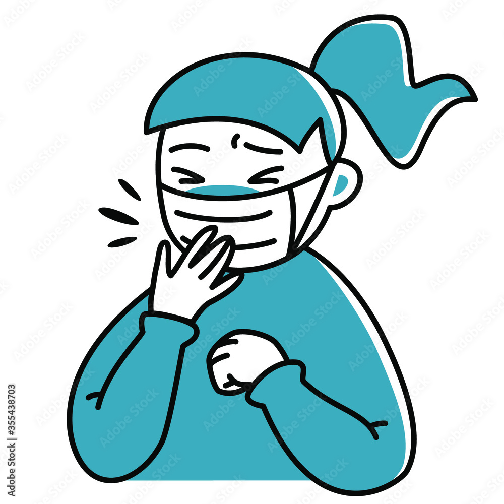 Obraz premium Wearing medical mask while sneezing