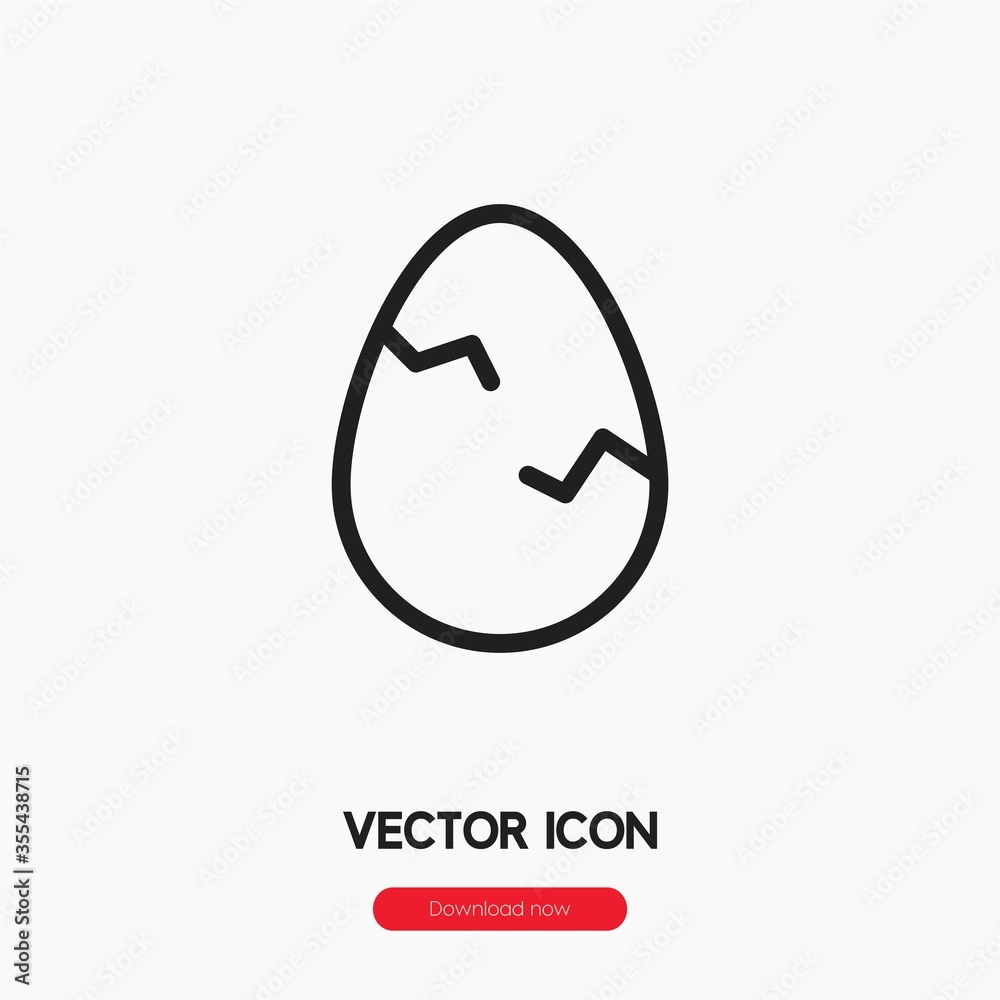 broken egg icon vector. Linear style sign for mobile concept and web design. broken egg symbol illustration. Pixel vector graphics - Vector.
