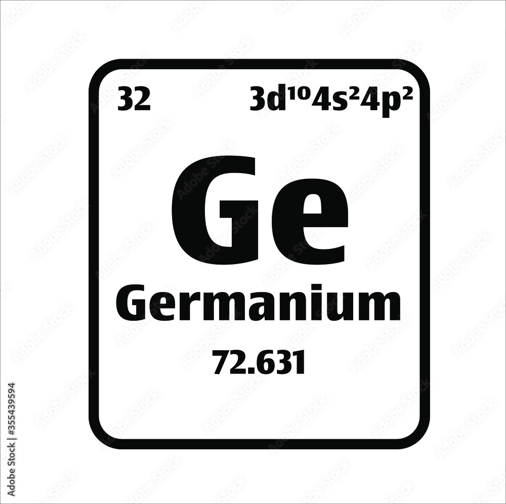 Germanium (Ge) button on black and white background on the periodic table of elements with atomic number or a chemistry science concept or experiment. Germanium (Ge) button on black and white background on the periodic table of elements with atomic number or a chemistry science concept or experiment.