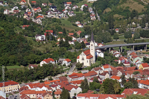 Town of Krapina panoramic view, Zagorje region, Croatia photo