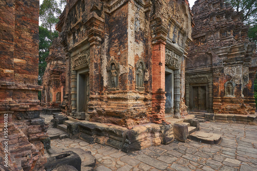Ruins of Preah Ko khmer temple in Cambodia