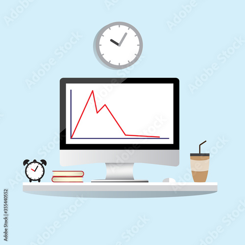 Down trend stock market after coronavirus or covid-19 attack to around the world.