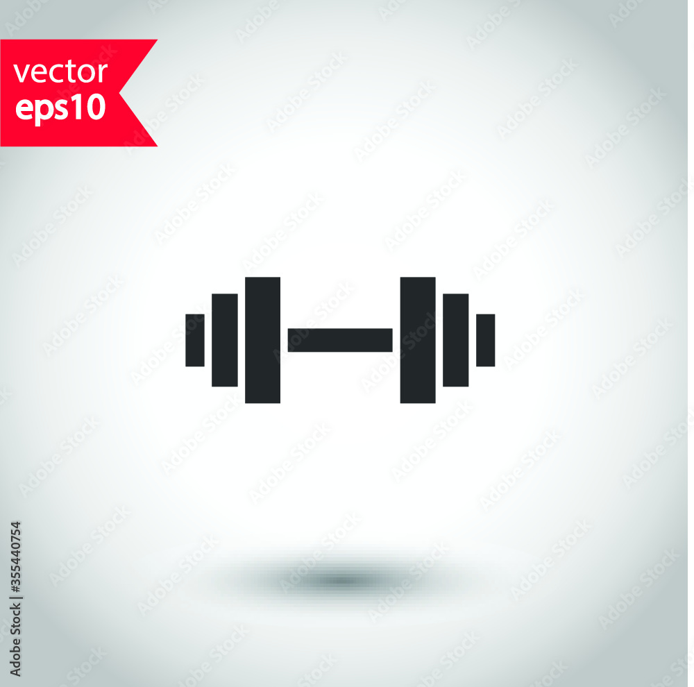Dumbbell for gym vector icon. Dumbbell for training icon. Dumbbell for fitness flat sign design. Studio background. EPS 10 vector symbol pictogram Dumbbell for gym vector icon. Dumbbell for training icon. Dumbbell for fitness flat sign design. Studio background. EPS 10 vector symbol pictogram