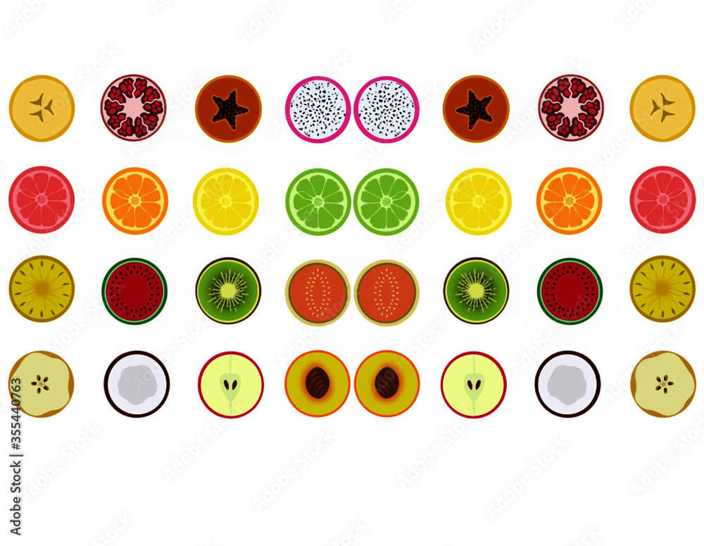 set of fruit icons set of fruit icons