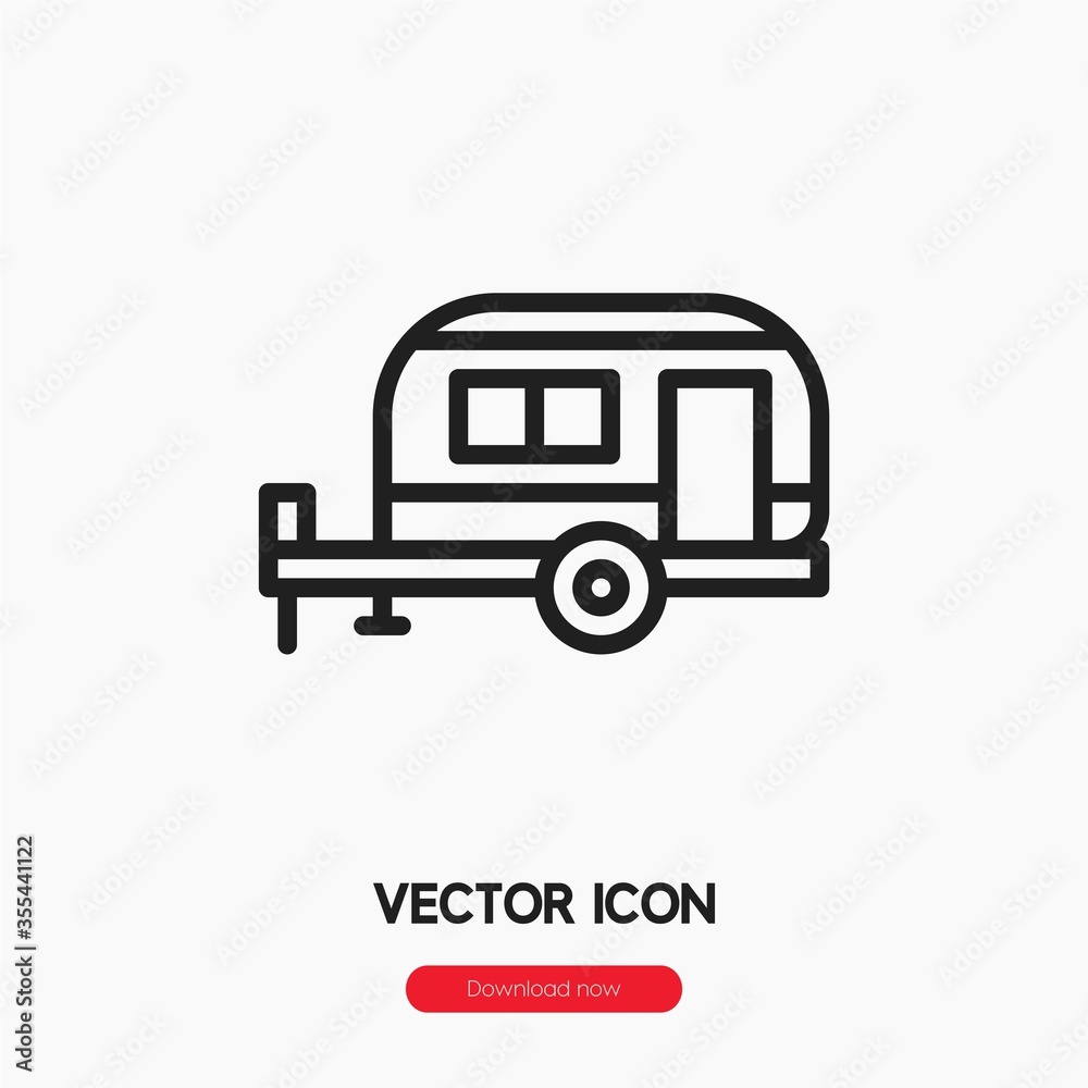 camping trailer icon vector sign symbol