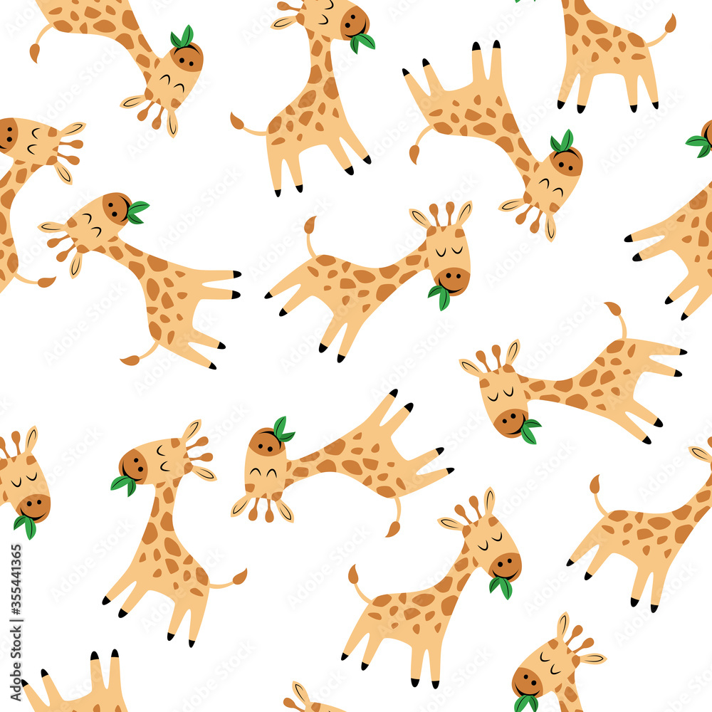 Fototapeta premium Giraffe. Seamless pattern for fabric, wrapping paper, wallpaper.