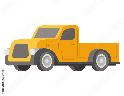 Retro pickup car yellow color.Vector illustration vehicle.