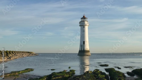 Landmark New Brighton navigation lighthouse idyllic Mersey landscape reflections photo