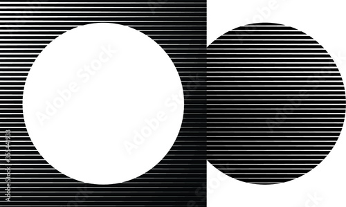 Square Logo with lines. Circle unusual icon Design .Background with Vector stripes .Geometric shape.