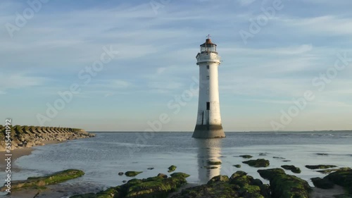 Landmark New Brighton navigation lighthouse idyllic seaside landscape reflections photo