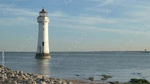 Landmark New Brighton navigation lighthouse idyllic ocean landscape reflections photo