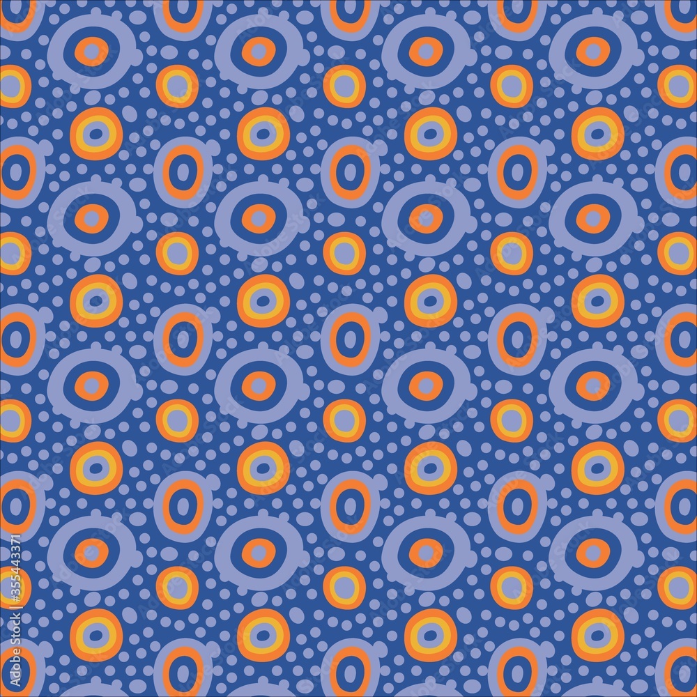 Geometric seamless design with dotted in blue background