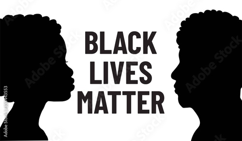 Stop racism.Black Lives Matter. Protest poster with black people. African man and women