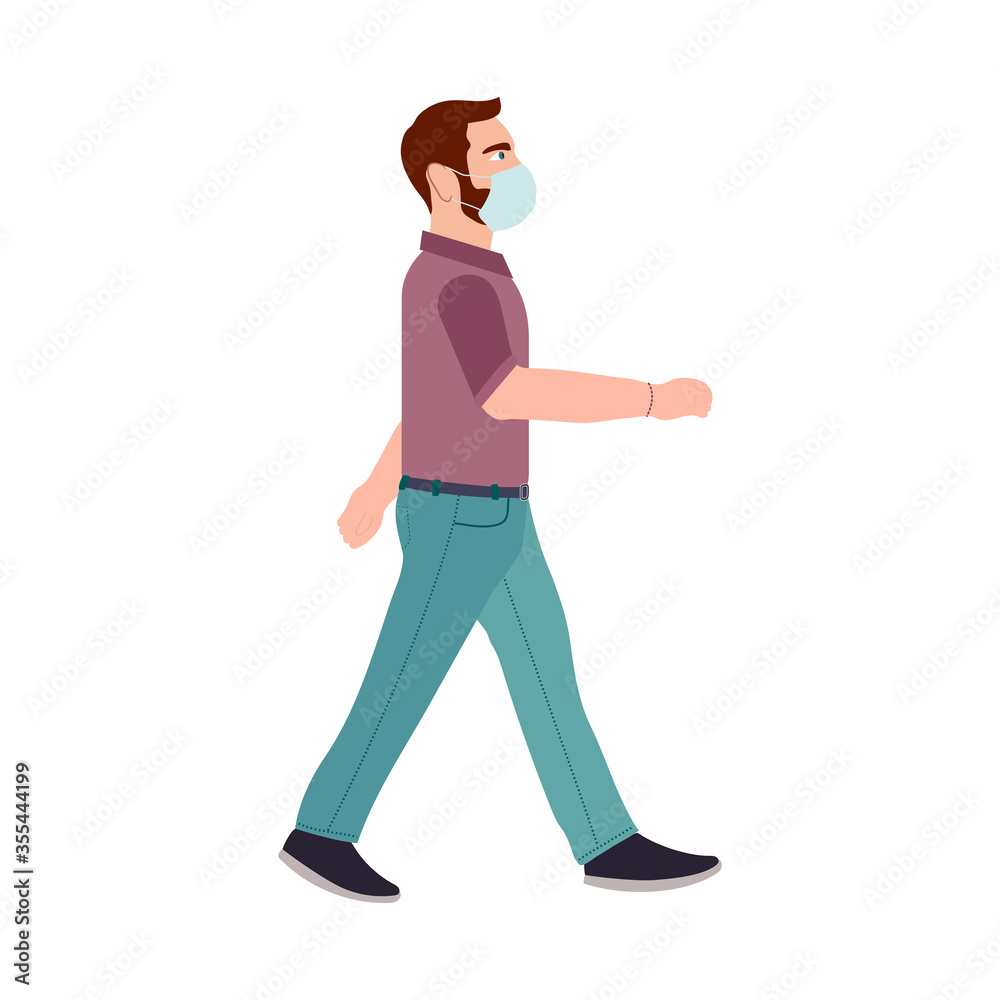 Colored flat handsome man in a face mask icon vector Colored flat handsome man in a face mask icon vector