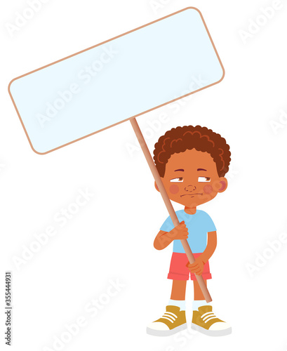 African Boy holding banner