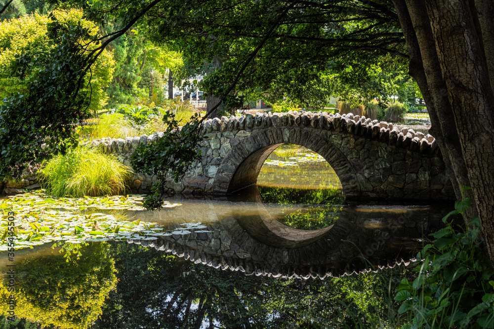 Bridge in Queenstown gardens on New Zealands South Island