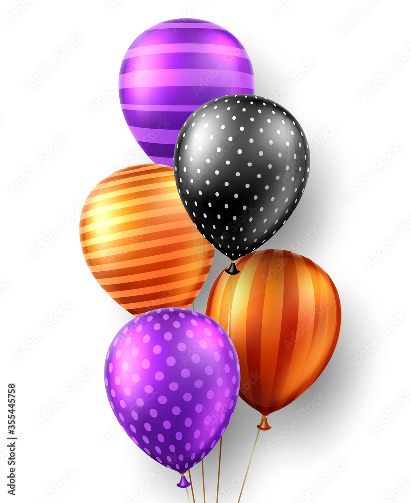 Halloween background with air balloons. Greeting card, party invitation or sale banner template Halloween background with air balloons. Greeting card, party invitation or sale banner template