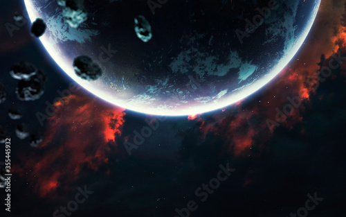 Fototapeta Naklejka Na Ścianę i Meble -  Giant Earth-like planet in deep space