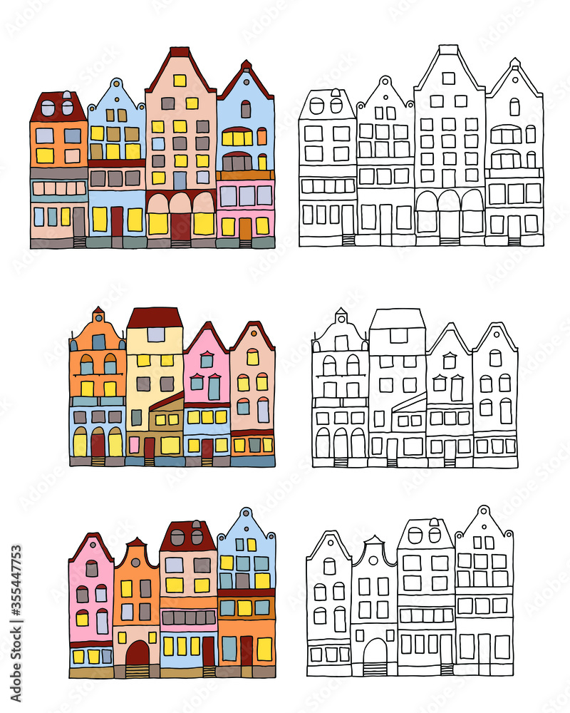 vintage houses, vector illustration