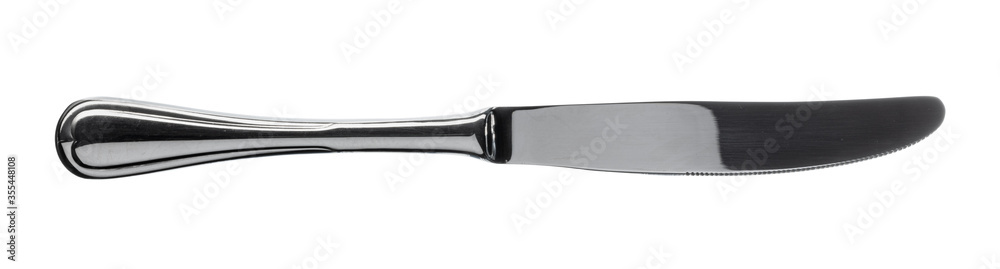 Obraz premium Silver knife cutlery isolated on white background