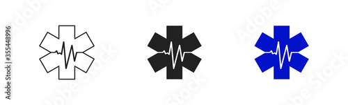Emergency medical icon star on white background. Flat set vector