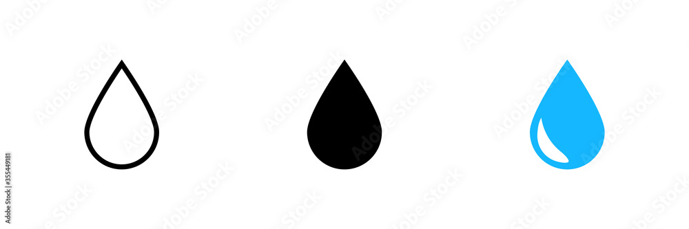 Drop in flat on white background. Isolated vector set icon Drop in flat on white background. Isolated vector set icon