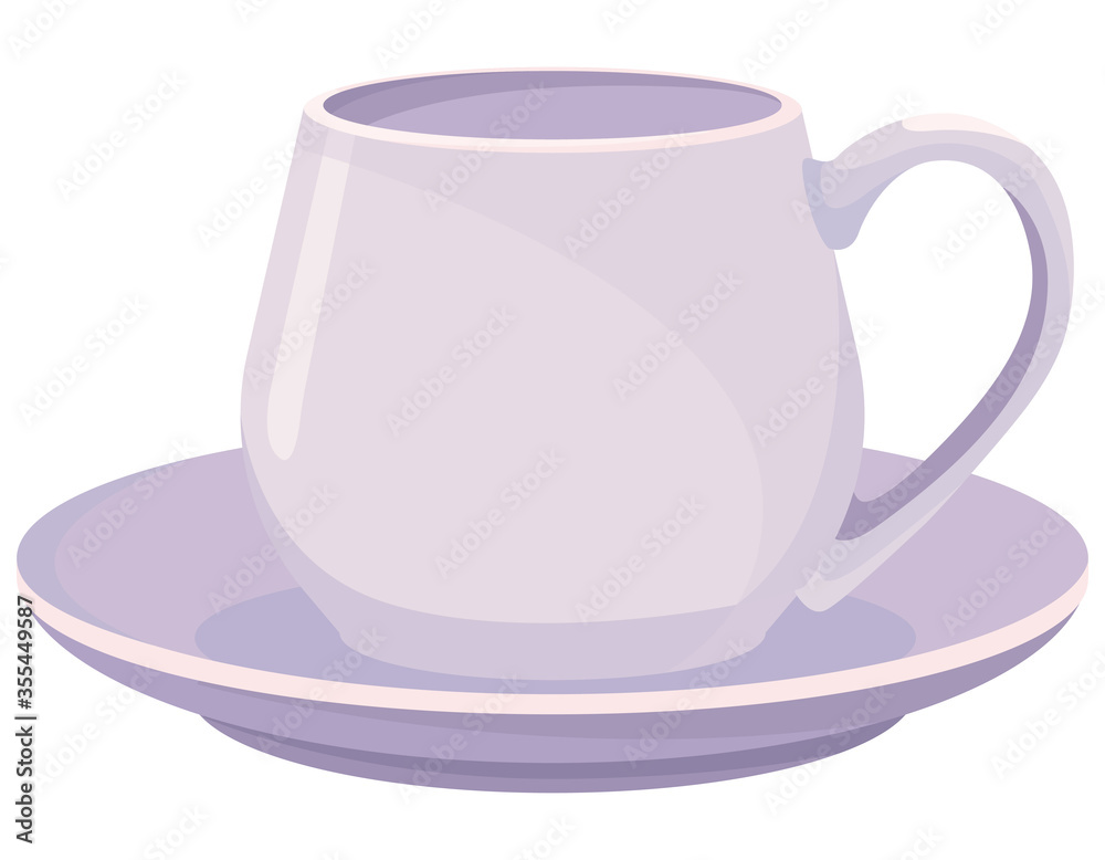 Cup with saucer. Beautiful object in cartoon style. Cup with saucer. Beautiful object in cartoon style.