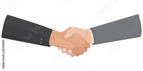 Male handshake in cartoon style. Illustration isolated on white background.
