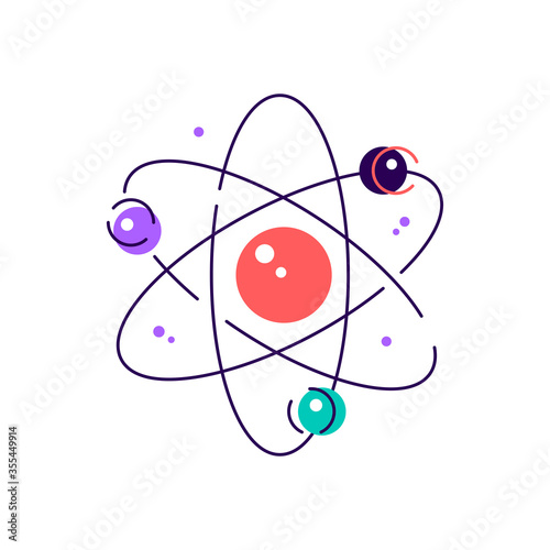 Nuclear physics color icon. Atomic structure 