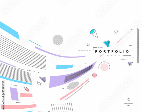Abstract banner with Portfolio Calligraphic line art text poster with space of your text, vector illustration Design.