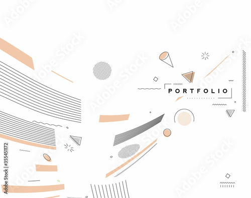 Abstract banner with Portfolio Calligraphic line art text poster with space of your text, vector illustration Design.