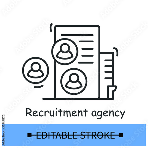 Recruitment agency icon. Human resources service and recruitment business concept pictogram. Linear vector illustration. Editable stroke.
