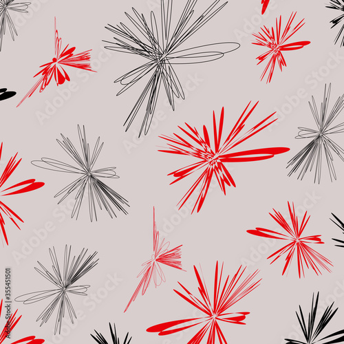 Abstract black and red flowers