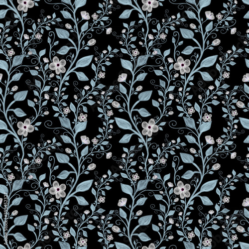 Vintage floral seamless pattern, pencil hand drawn illustration. Vintage floral design for textile, wallpaper or scrapbooking paper.
