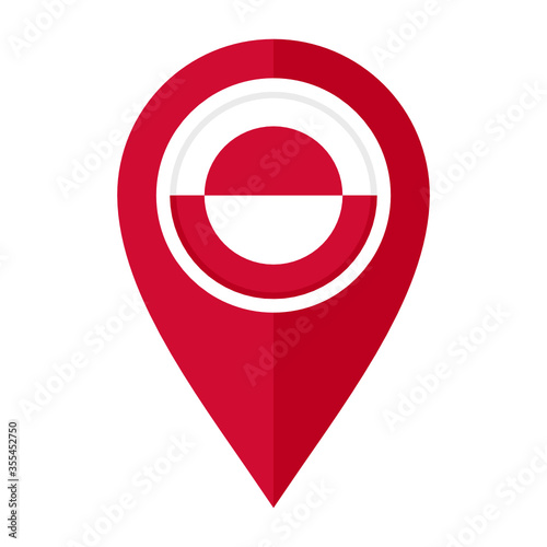 flat map marker icon with greenland flag