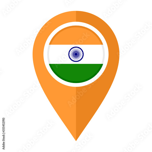 flat map marker icon with india flag. vector illustration isolated on white background