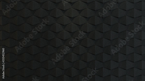 3d rendered black acoustic foam wall
