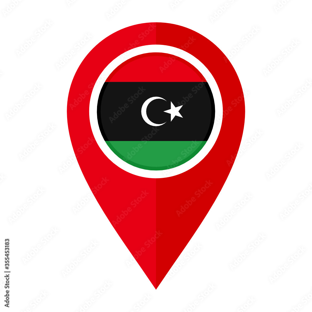 flat map marker icon with libya flag isolated on white background
flat map marker icon with libya flag isolated on white background