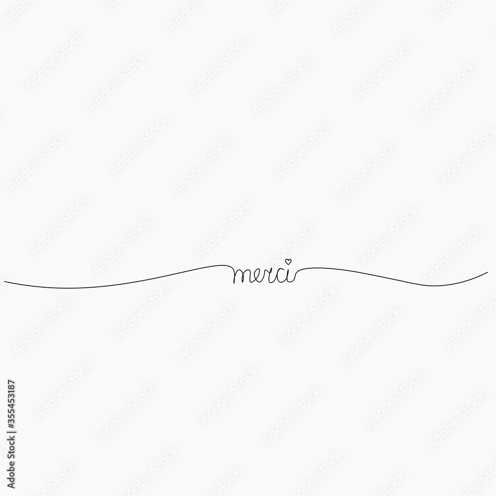 Merci word text. Hand drawing vector illustration Merci word text. Hand drawing vector illustration