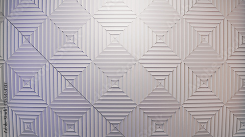 3d rendered white acoustic panels wall
